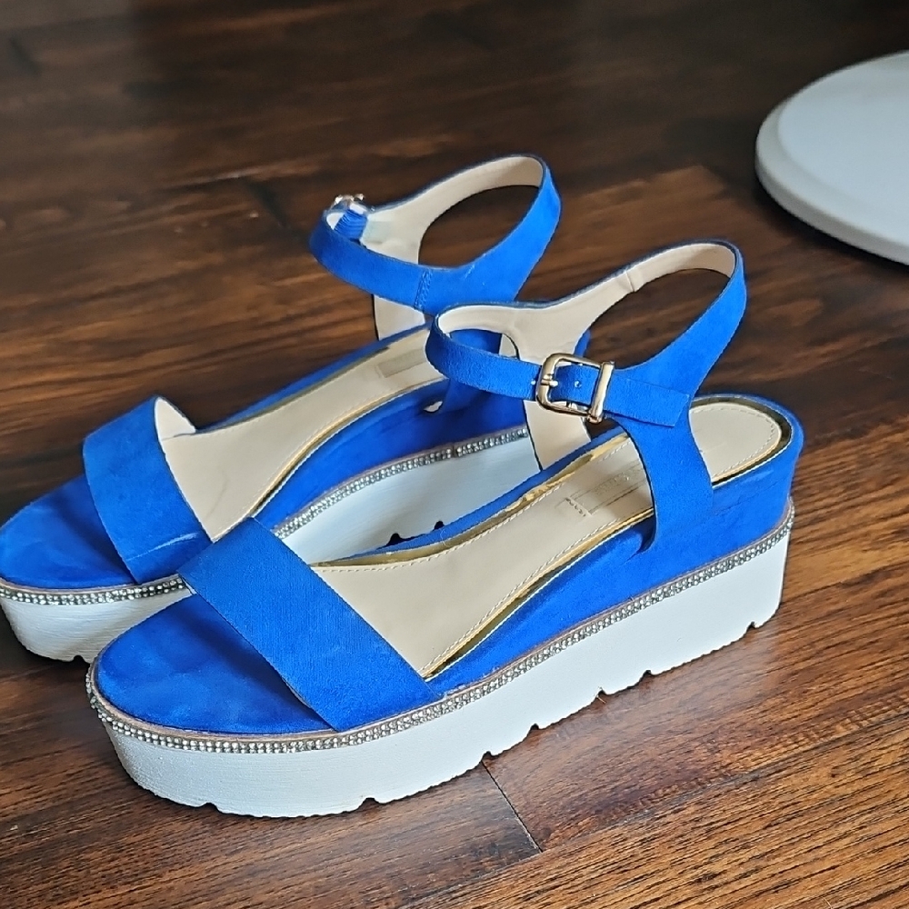 Sz 39 Prima Donna Royal Blue Platform Sandals 9
